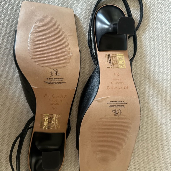 ALOHAS 8.5 Black Leather Sandal Kitten Heels w Ankle Strap. BRAND NEW! - Picture 5 of 10